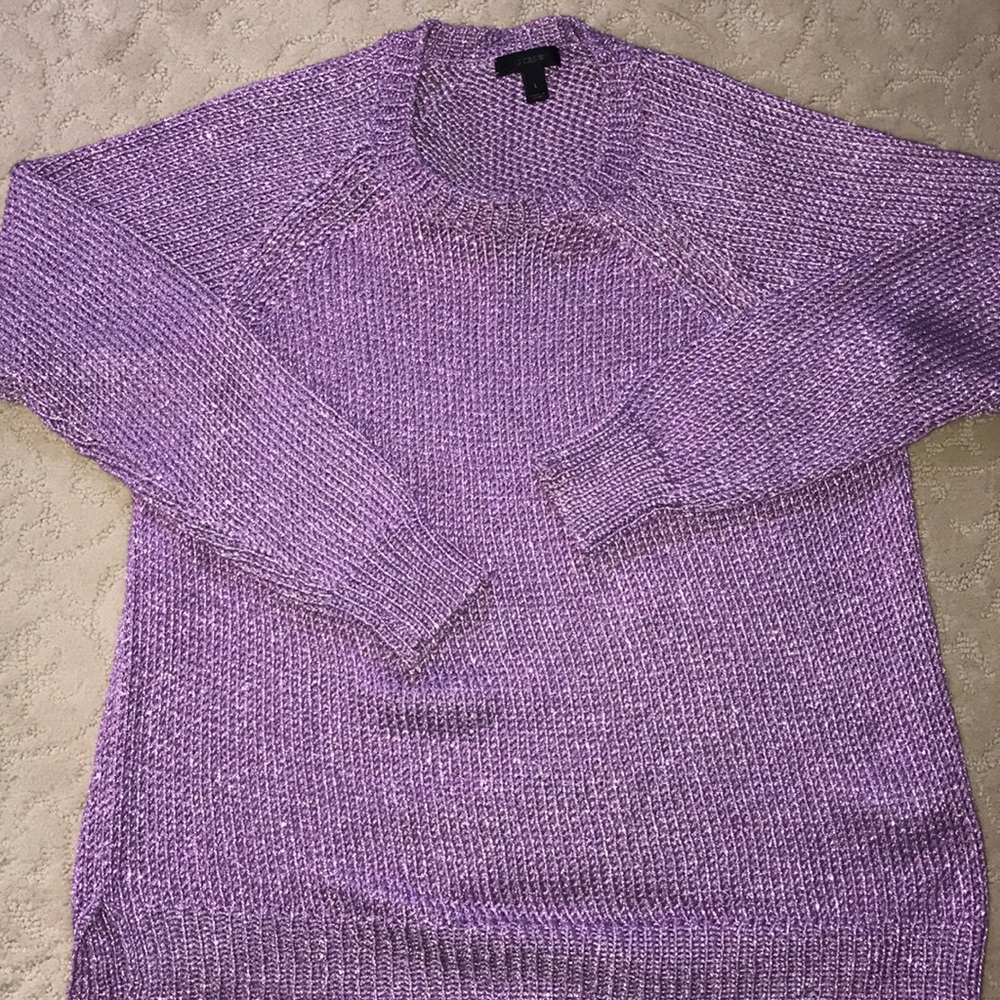 J Crew Metallic Knit Sweater Size Large lavender